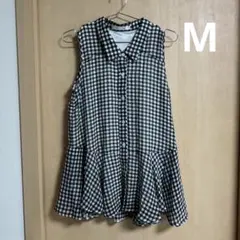 a.r.w ギンガムチェック ノースリーブブラウス M