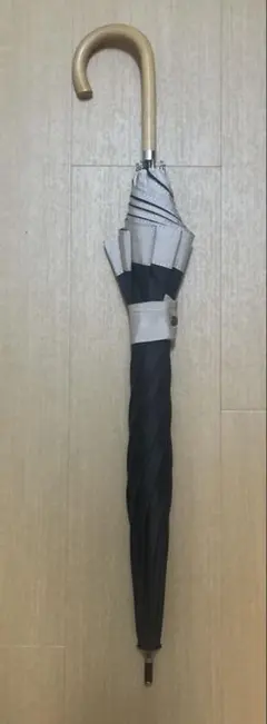晴雨兼用 長傘 バイカラー ブラック×ベージュ　アフタヌーンティー
