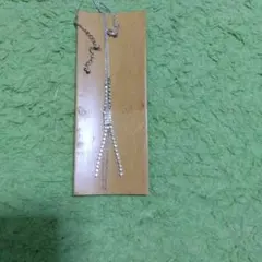 ラインストーン ロングネックレス シルバー