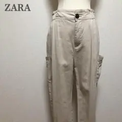 ZARA ザラ リネン混カーゴパンツ S ベージュ 春夏 レディース カジュアル