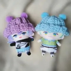 〚紫＆水色〛にじさんじ クマ耳ニット帽 2個セット ぬい服 ハンドメイド