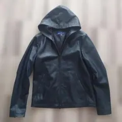 Urban Research フード付き　レザージャケット ネイビー Mのサムネイル