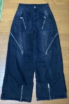 Jent Louis ブラックデニムパンツ ジップデザイン - メルカリ