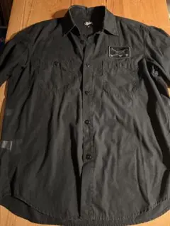 OLD STUSSY USA製 総柄 ボタンダウンシャツ ブラック - メルカリ