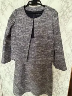 ツイード　ワンピース　スーツ　セットアップ　ネイビー