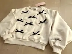 Amourire girl 裏起毛トレーナー　140 新品　リボン　ホワイト