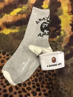 A BATHING APE ソックス グレーxブラック