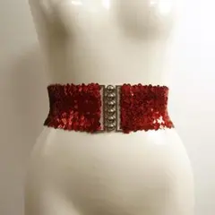 ベルト ゴム ステージ衣装 ダンス衣装 スパンコール 赤 新品