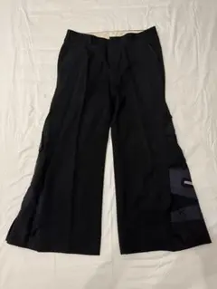 黒 デザイン　ワイド　フレア　スラックス　一点物