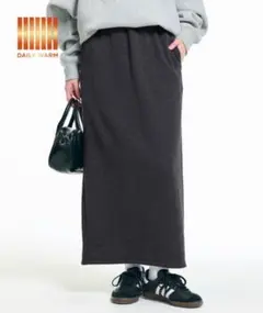 coca あったか裏シャギー起毛Iラインスカート　チャコールグレー　Mサイズ