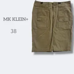 432197エムケークランプリュス【M】カーキデニム　ミニスカート　コットン