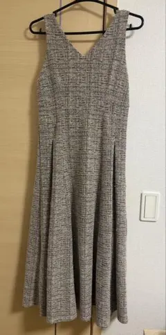 eimy istoire カットツイードフレアーワンピース　ベージュ