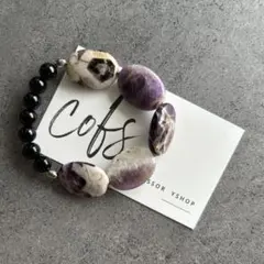 No.100 【決断力 ストレス解消】アメジスト オニキス ブレスレット