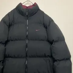 Nike ナイキ　ダウンジャケット 黒　ブラック　古着　リバーシブル　刺繍