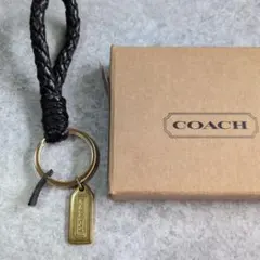 COACH 黒レザーキーホルダー