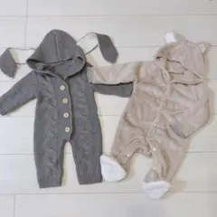 ベビー服　つなぎ服　くま　うさぎ　ロンパース　2着セット♡