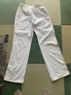 中古です。ホワイト ジャージパンツ ピンクライン