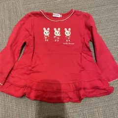 【美品✨】ミキハウス　うさこ　赤　長袖Tシャツ　100cm