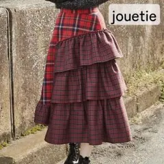 ジュエティ アシメヘムティアードスカート ロングスカート フリル 赤チェック