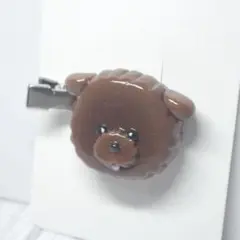 ハンドメイド トイプードルのヘアクリップ ヘアピン 樹脂粘土