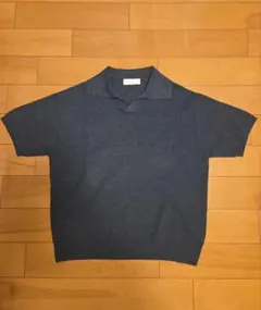 【LUENNA】スキッパーニットポロシャツ ブルー（S）