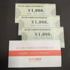 コジマ株主優待3000円分　最新