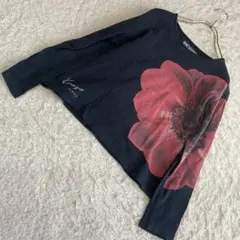 KENZO フラワープリントカットソー ブラック F 華やか カジュアル 着回し