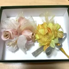 コサージュ　2点セット　ピンクとイエロー