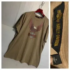 ハーレーダビッドソンダヴィッドソンシングルステッチビッグイーグルTシャツXL茶肌