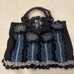希少✨chimaki チマキ ハンドバッグ 総レース がま口 装飾 花柄 日本製