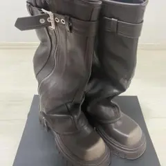 ブラウンレザー ロングブーツ 厚底