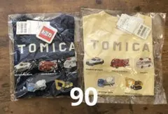 プティマイン　トミカ　車集合長袖Tシャツ　90 2枚セット 新品未開封タグ付