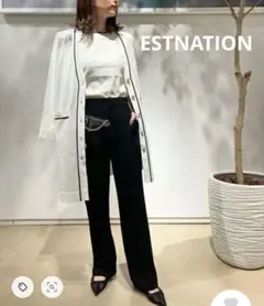 美品 ESTNATION バイカラー ロングカーディガン 羽織 F 手洗い可のサムネイル
