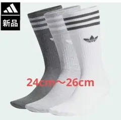 【新品】アディダス　 ソックス　靴下　 3足セット 24-26cm　送料込のサムネイル