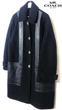 新品COACH コーチ ウールロングコート ブラック 日本S 16万5千円 新品COACH コーチ ウールロングコート ブラック 日本S 16万5千円