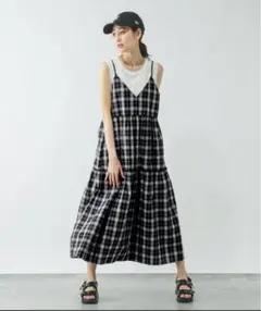 GLOBAL WORK 2WAYアソートキャミワンピース　ブラックチェック