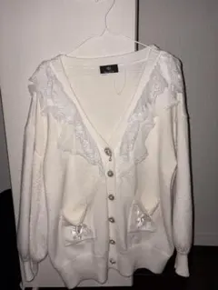 ROJITA フリル付きホワイトカーディガン