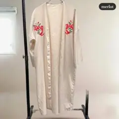 zk902【M】merlot カーディガン ローブ 花柄 刺繍のサムネイル