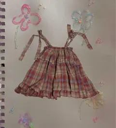 森ガール cute チェック柄ノースリーブチュニック