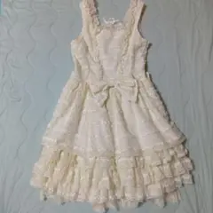 ベイビーザスターズシャインブライト　総レースジャンパースカート　白　生成り