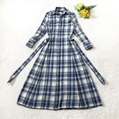 現行美品 ポロラルフローレン シャツワンピース Aライン マキシ丈 チェック 2