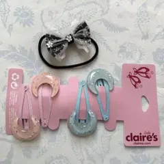 パッチン留め4個セット＆リボンヘアゴム１個　クレアーズ