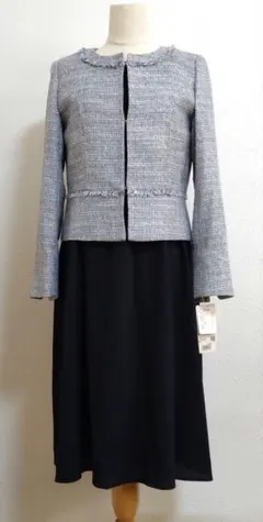 SALE☆ツイード ジャケット ワンピース レース　フォーマル 　紺　9号