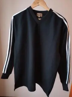 SKKONE トレーナー L ブラック ライン入り Vネック スポーツウェア