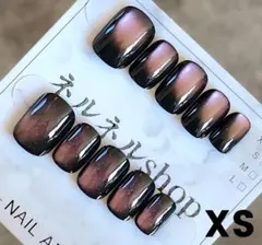 3535:ブラック×ピンクマグネット光沢仕上げちゅるんネイルチップ☆XSサイズ