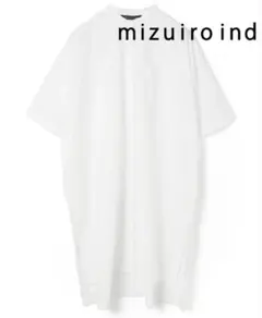 【美品✨️】ミズイロインド スタンドカラーハーフスリーブシャツワンピース ホワイト