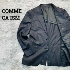 コムサイズム テーラードジャケット 濃紺ピンストライプ シングル 背抜き 春夏