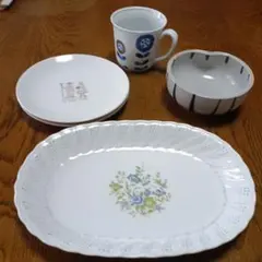 食器セット 5 点 花柄プレート
