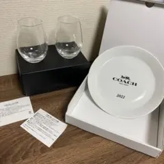 セット割引！！【COACH】2Pグラス&プレートセット　コーチ　皿　コップ