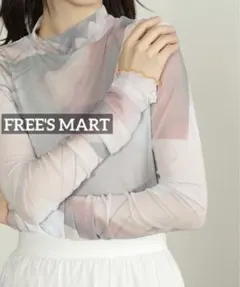 k0062 FREE'S MART シアー柄ハイネックカットソー　ベージュ系